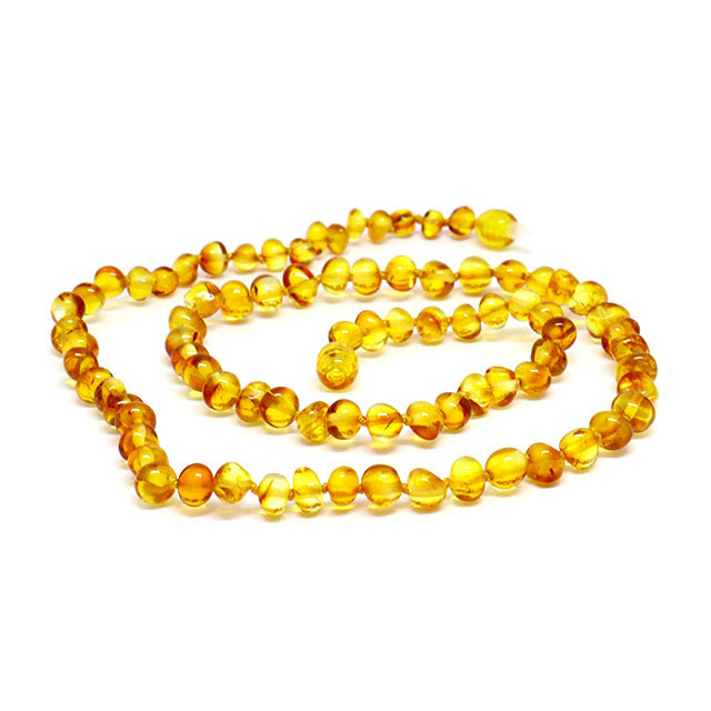 Baltic Amber Necklace Made of Polished Large Honey Amber Beads